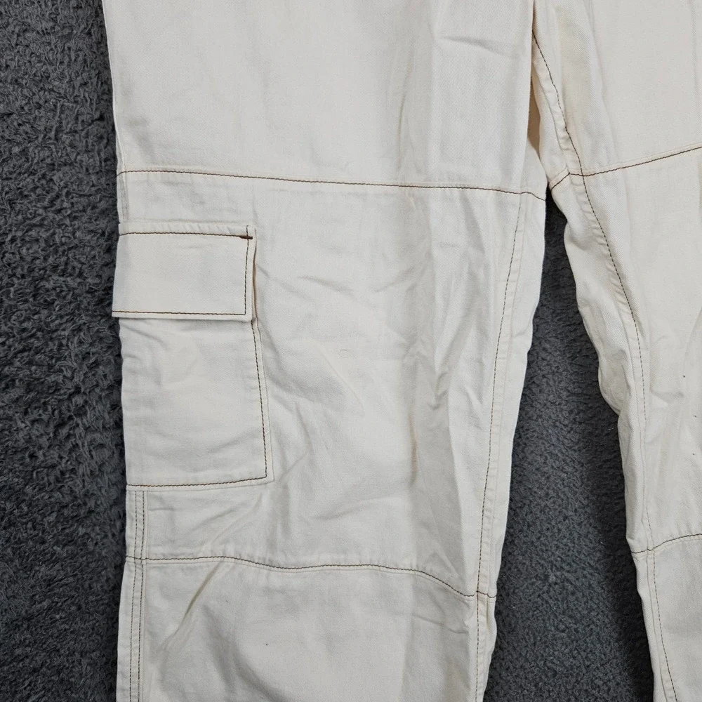 SO High Rise Cargo‎ Wide Leg Pants Cream Contrast Stitch XL NWT